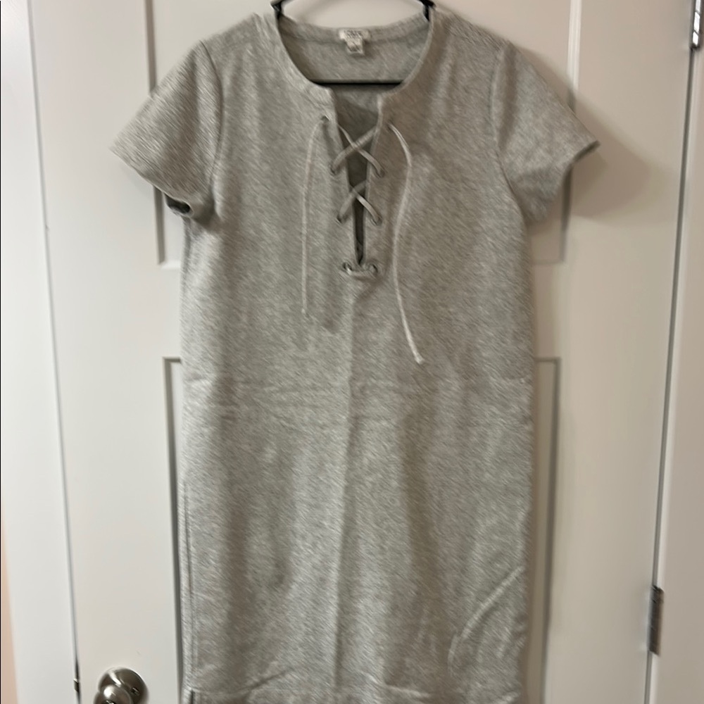 Casual Gray Lace-Up Dress